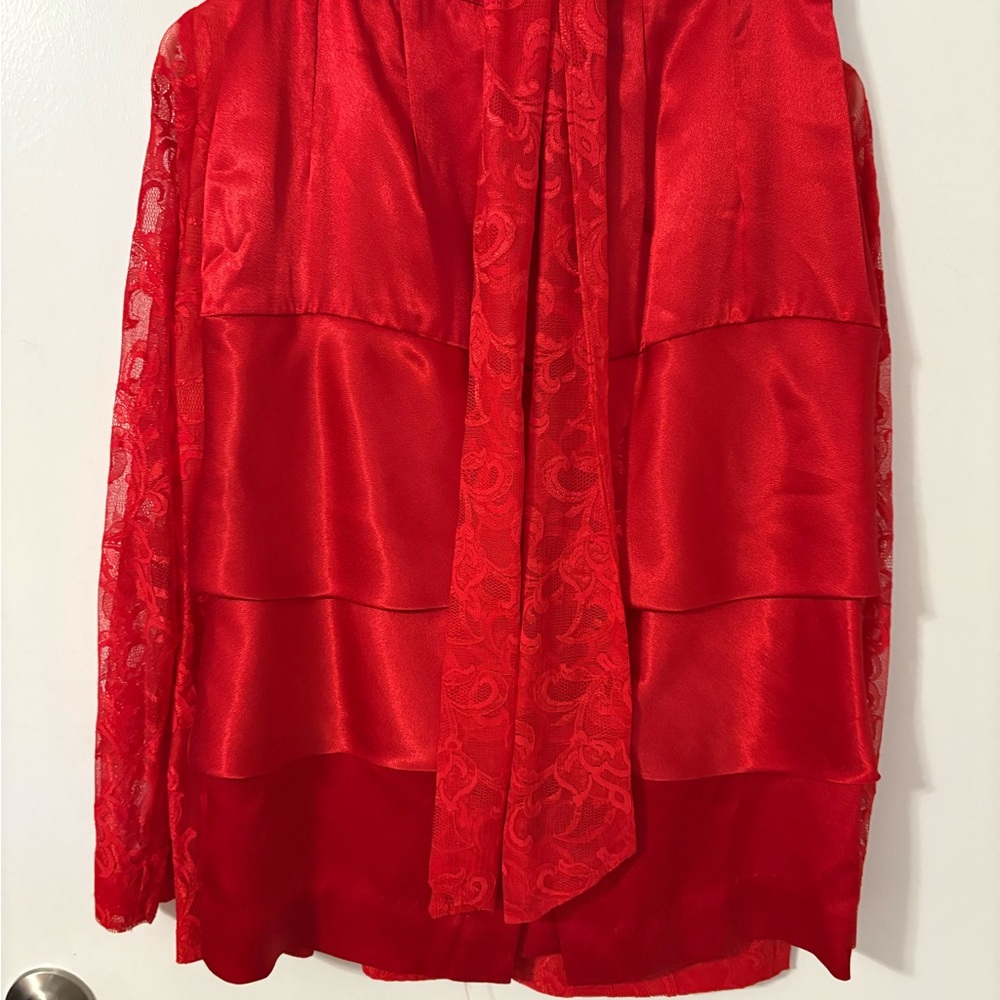Elegant Red Lace Blouse and Skirt set